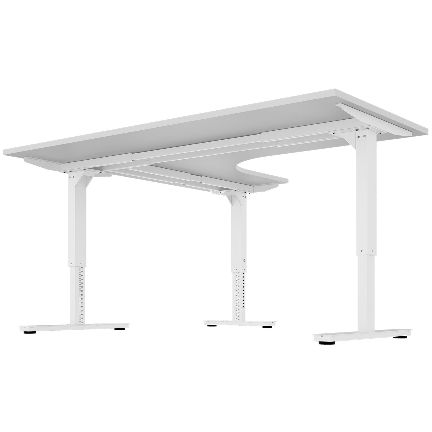 Scale Angular Desk | 1800 x 1600 mm, réglable manuellement à hauteur, gris perlé