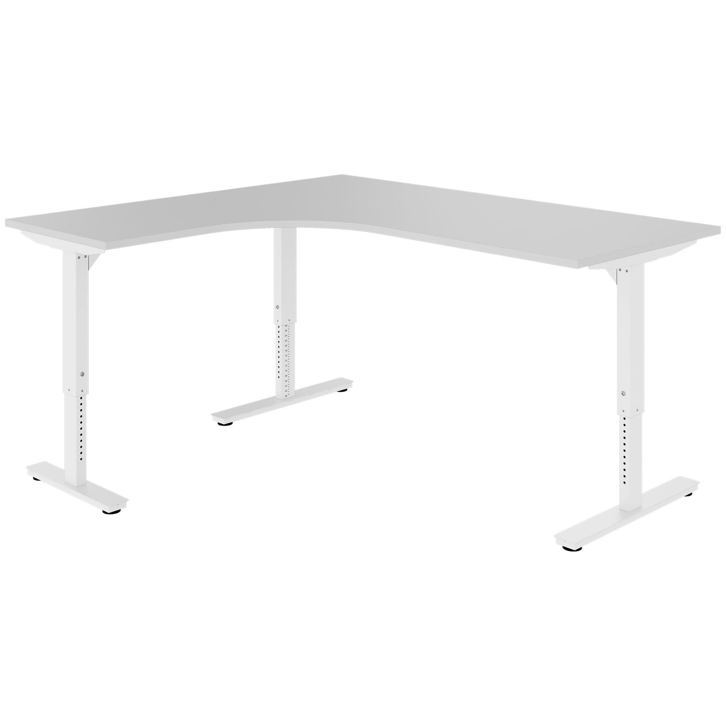 Scale Angular Desk | 1800 x 1600 mm, réglable manuellement à hauteur, gris perlé