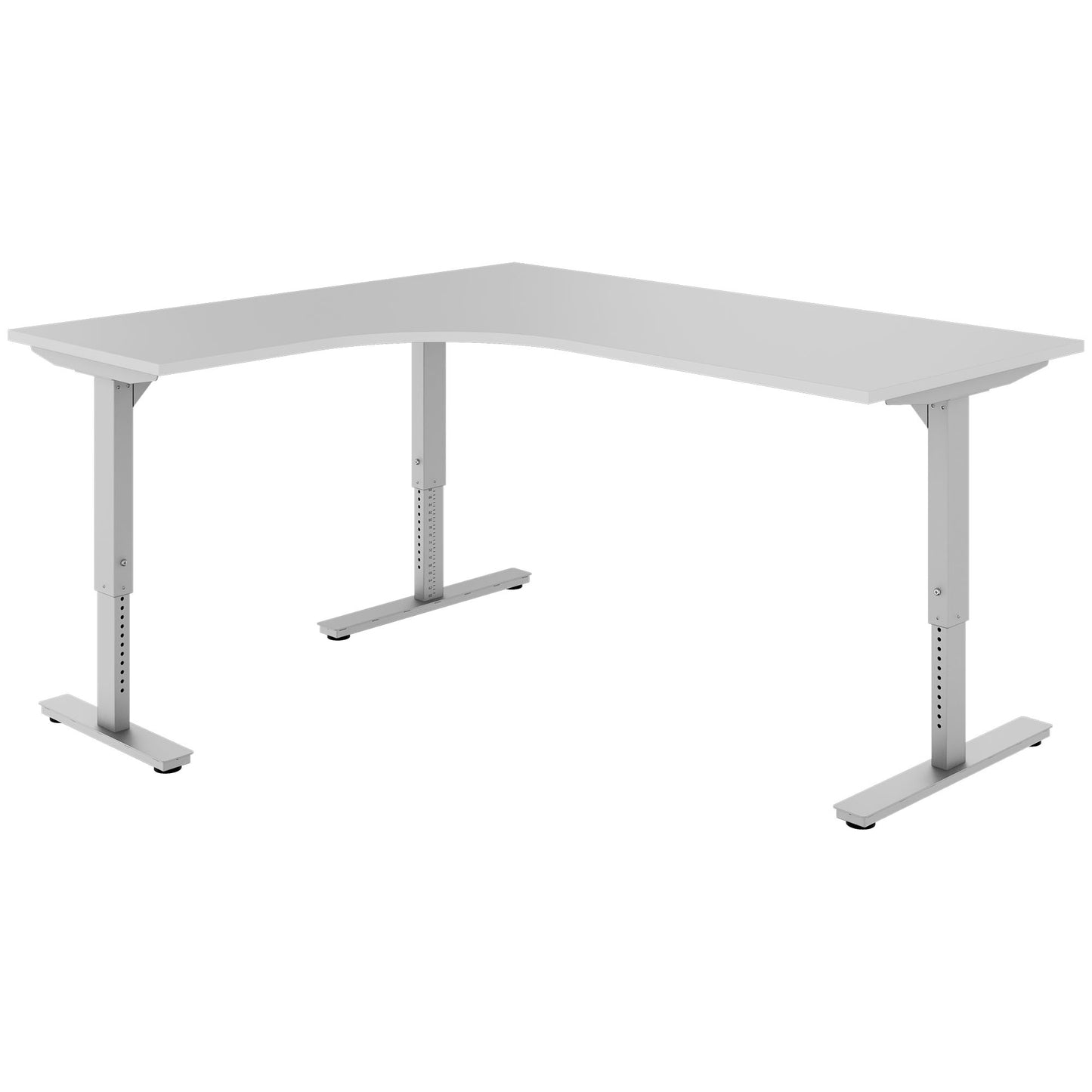 Scale Angular Desk | 1800 x 1600 mm, réglable manuellement à hauteur, gris perlé