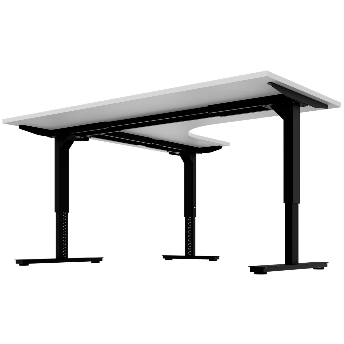 Scale Angular Desk | 1800 x 1600 mm, réglable manuellement à hauteur, gris perlé