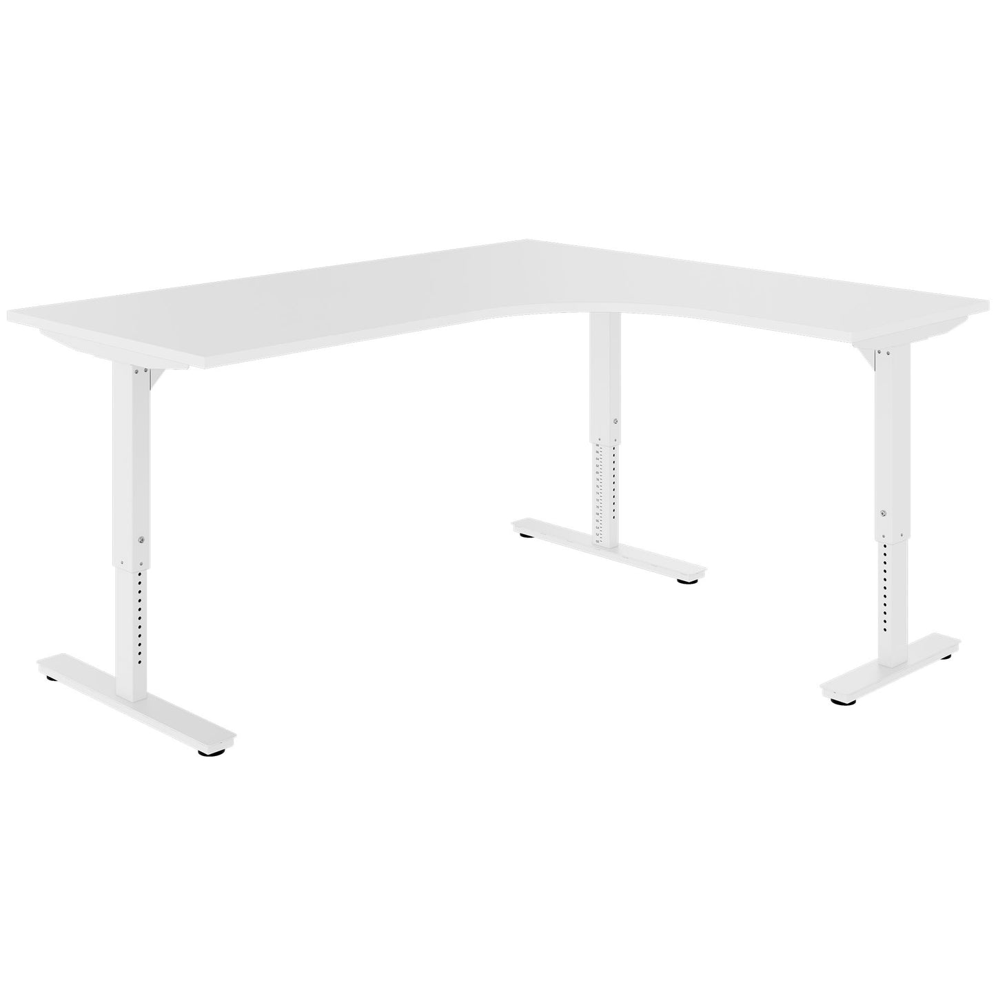 Scale Angular Desk | 1800 x 1600 mm, réglable manuellement à hauteur, blanc