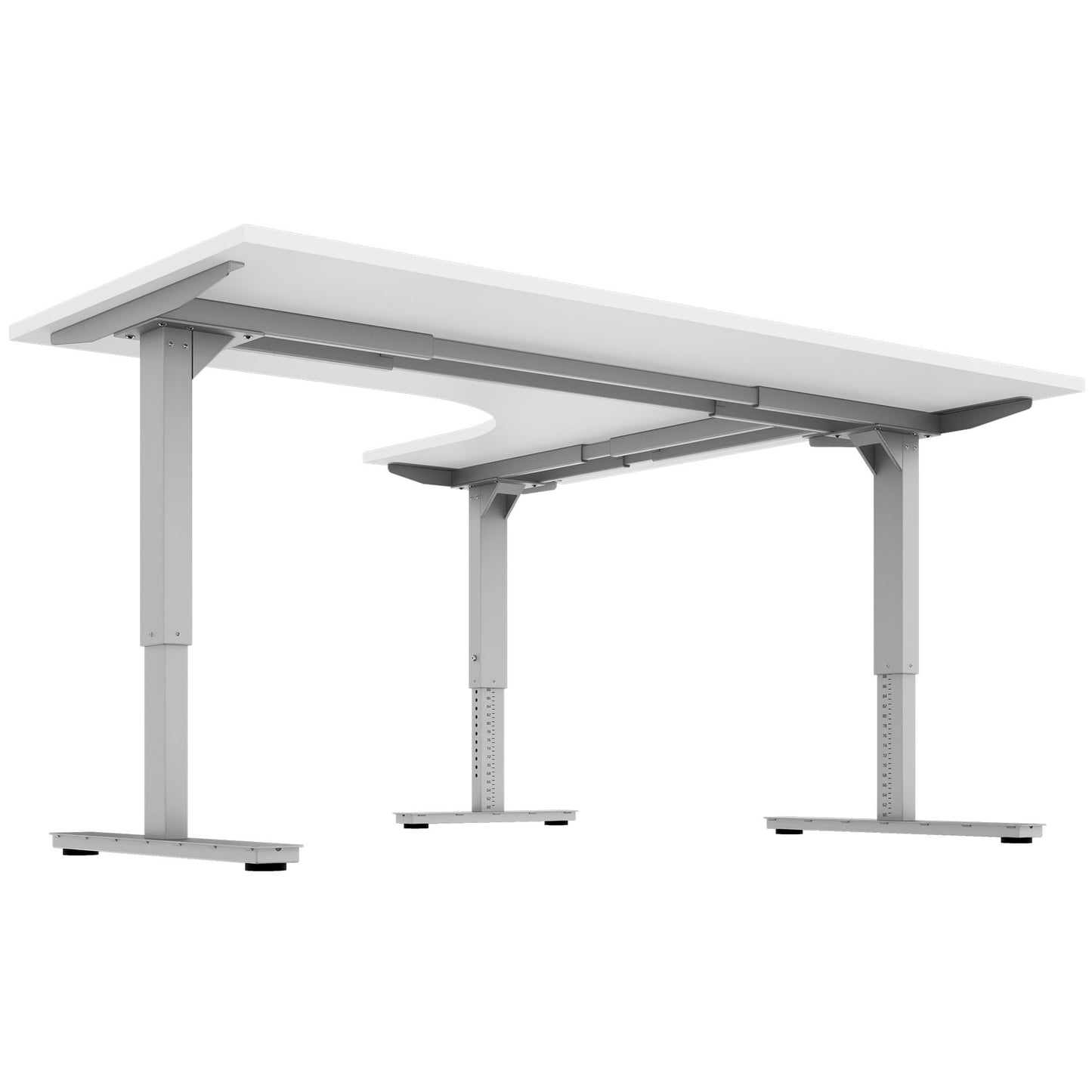 Scale Angular Desk | 1800 x 1600 mm, réglable manuellement à hauteur, blanc