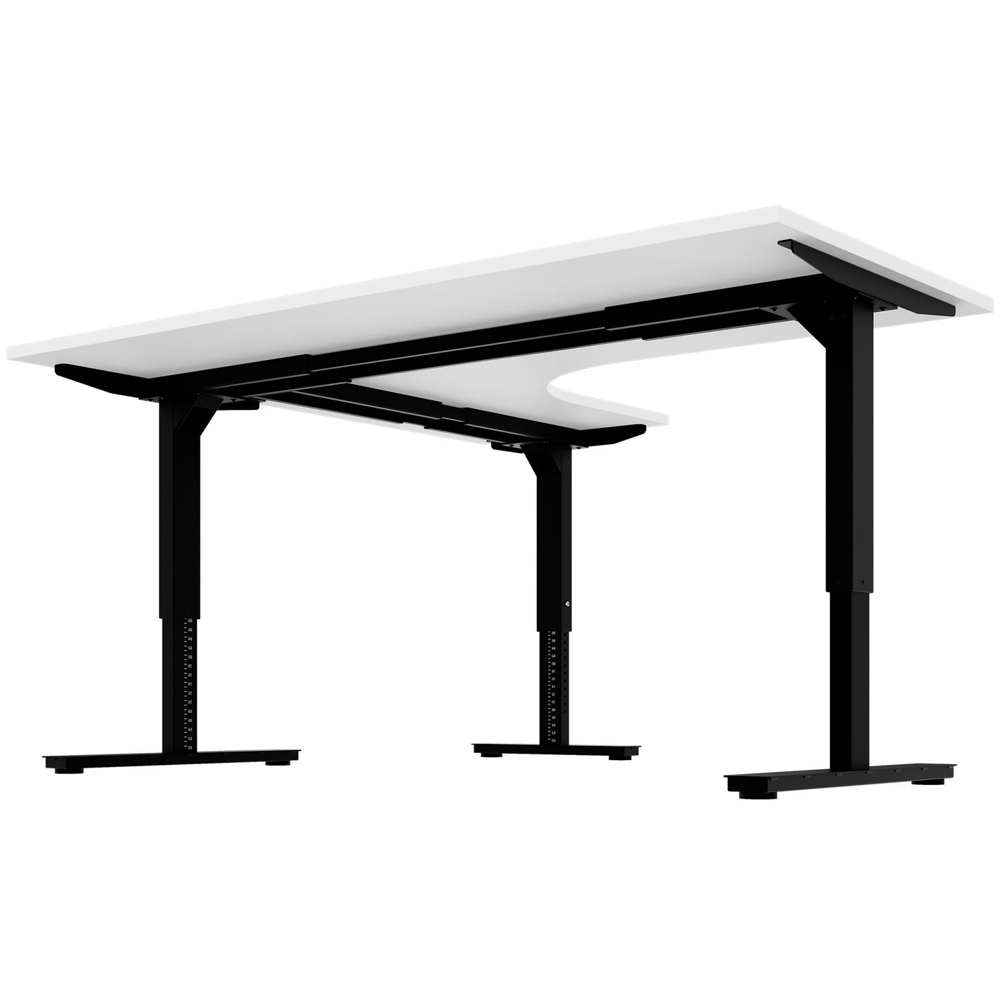 Scale Angular Desk | 1800 x 1600 mm, réglable manuellement à hauteur, blanc