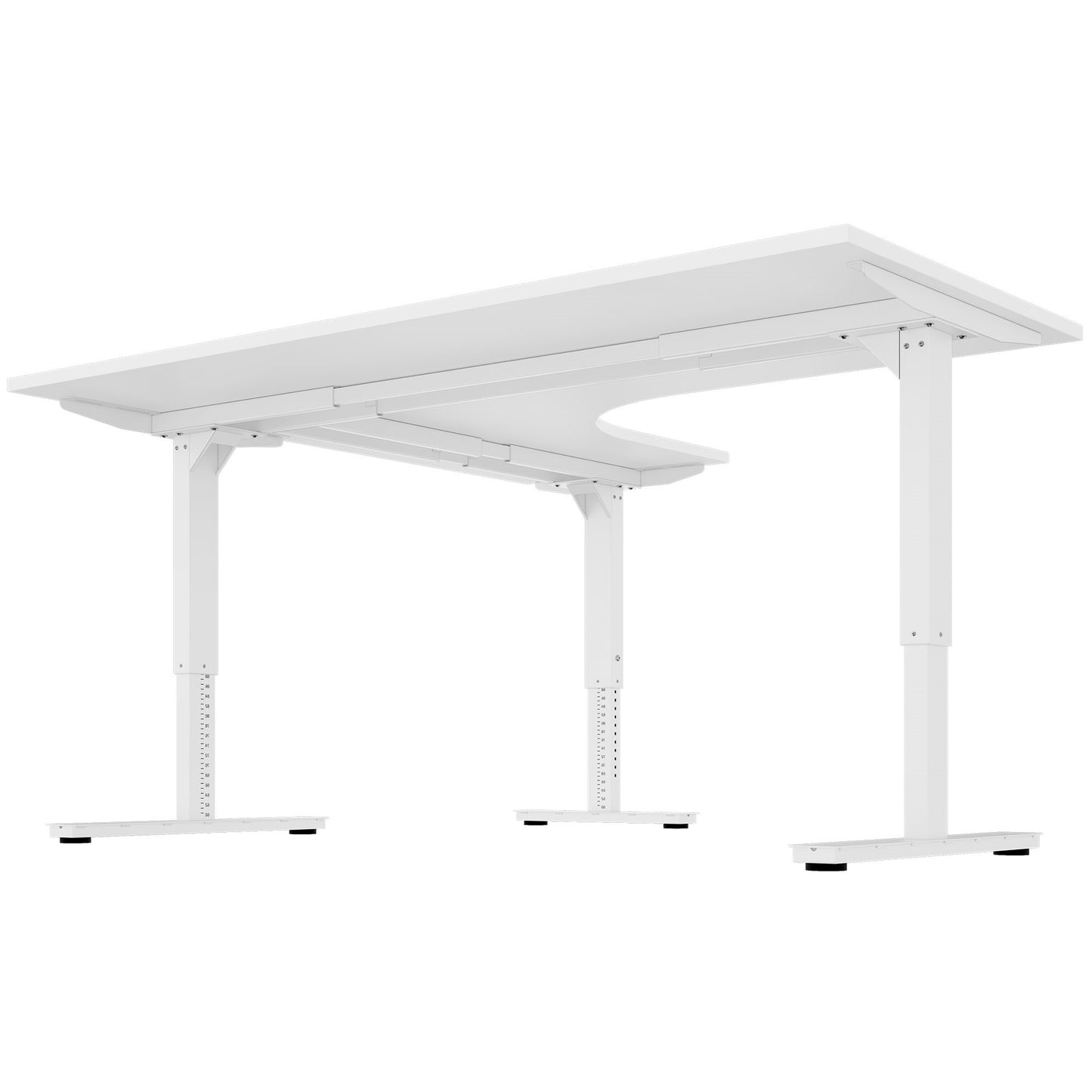 Scale Angular Desk | 1800 x 1600 mm, réglable manuellement à hauteur, blanc