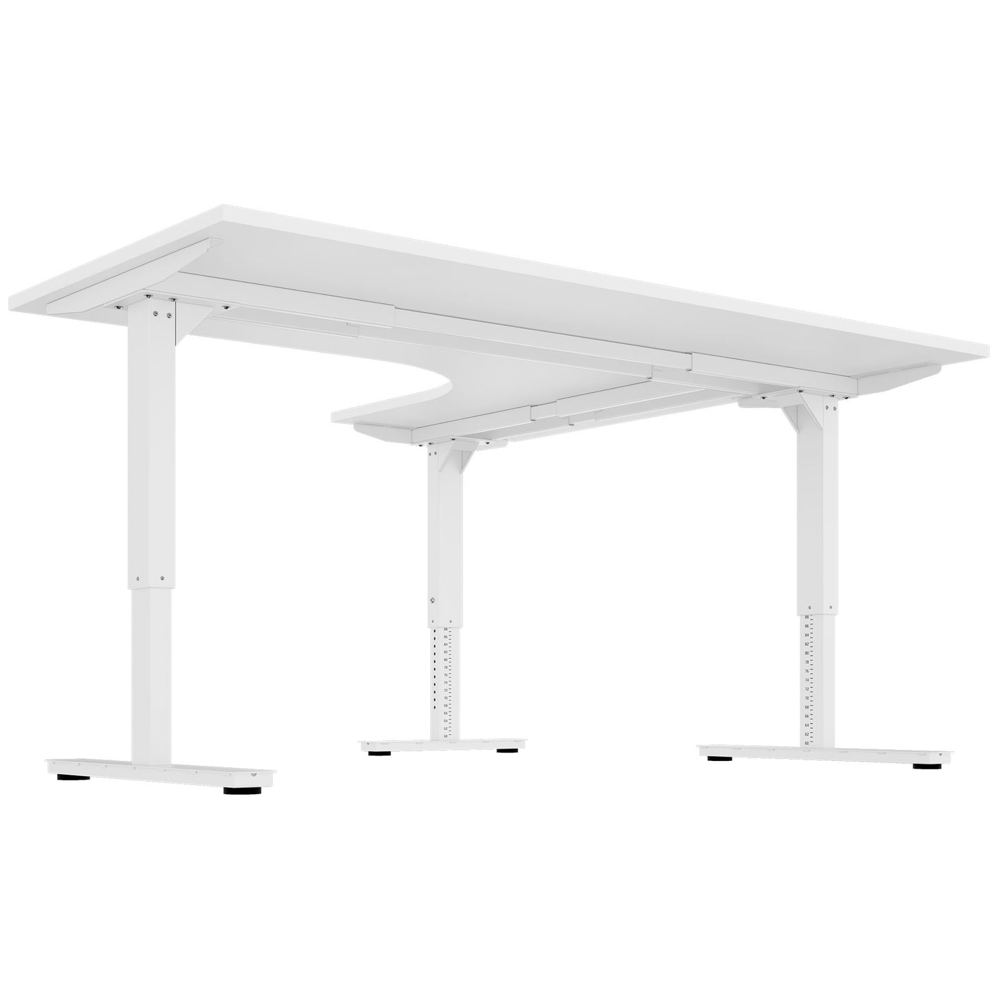 Scale Angular Desk | 1800 x 1600 mm, réglable manuellement à hauteur, blanc
