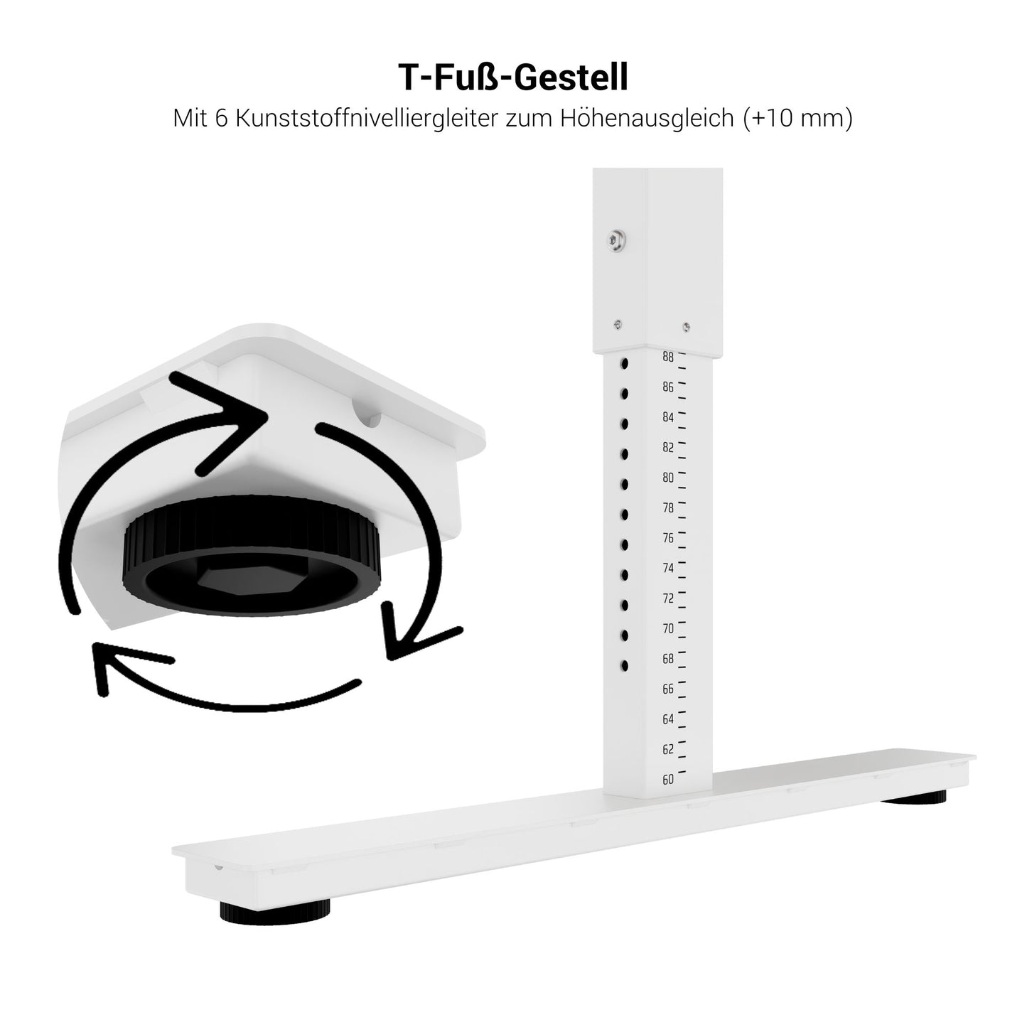 SCALE Winkel-Tischgestell | 1075 - 1800 x 1075 - 1800 mm, manuell höhenverstellbar, Schwarz