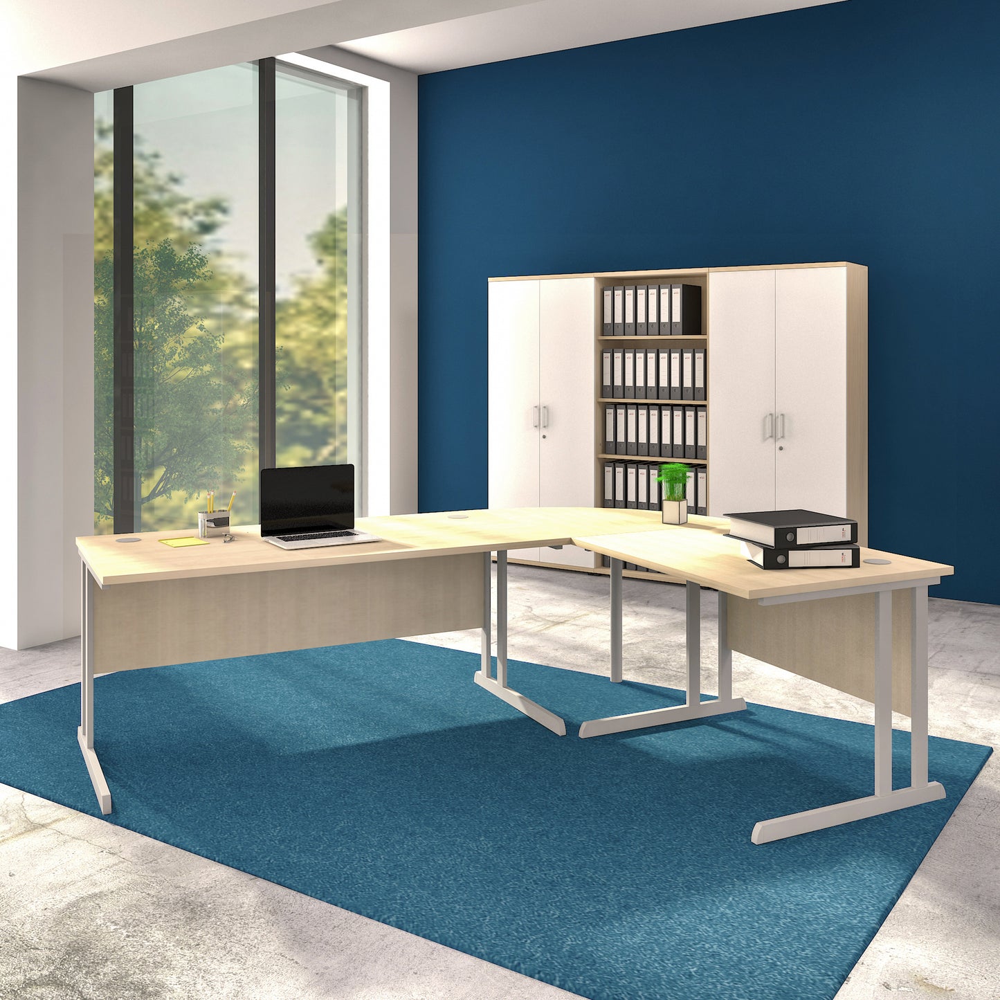 OPTIMA C Angle Desk | 2400 x 1800 mm, érable