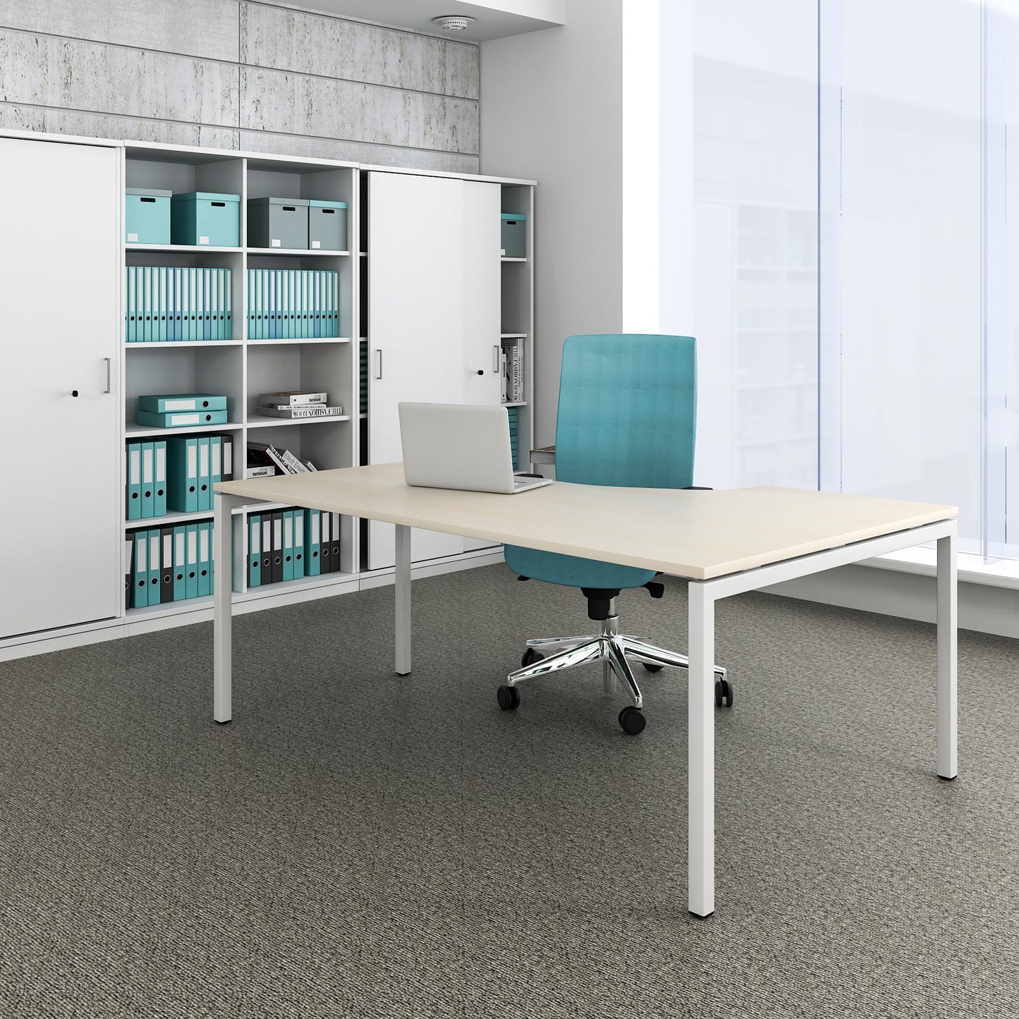 NOVA angle desk | Angle left, 1800 x 1200 mm, maple