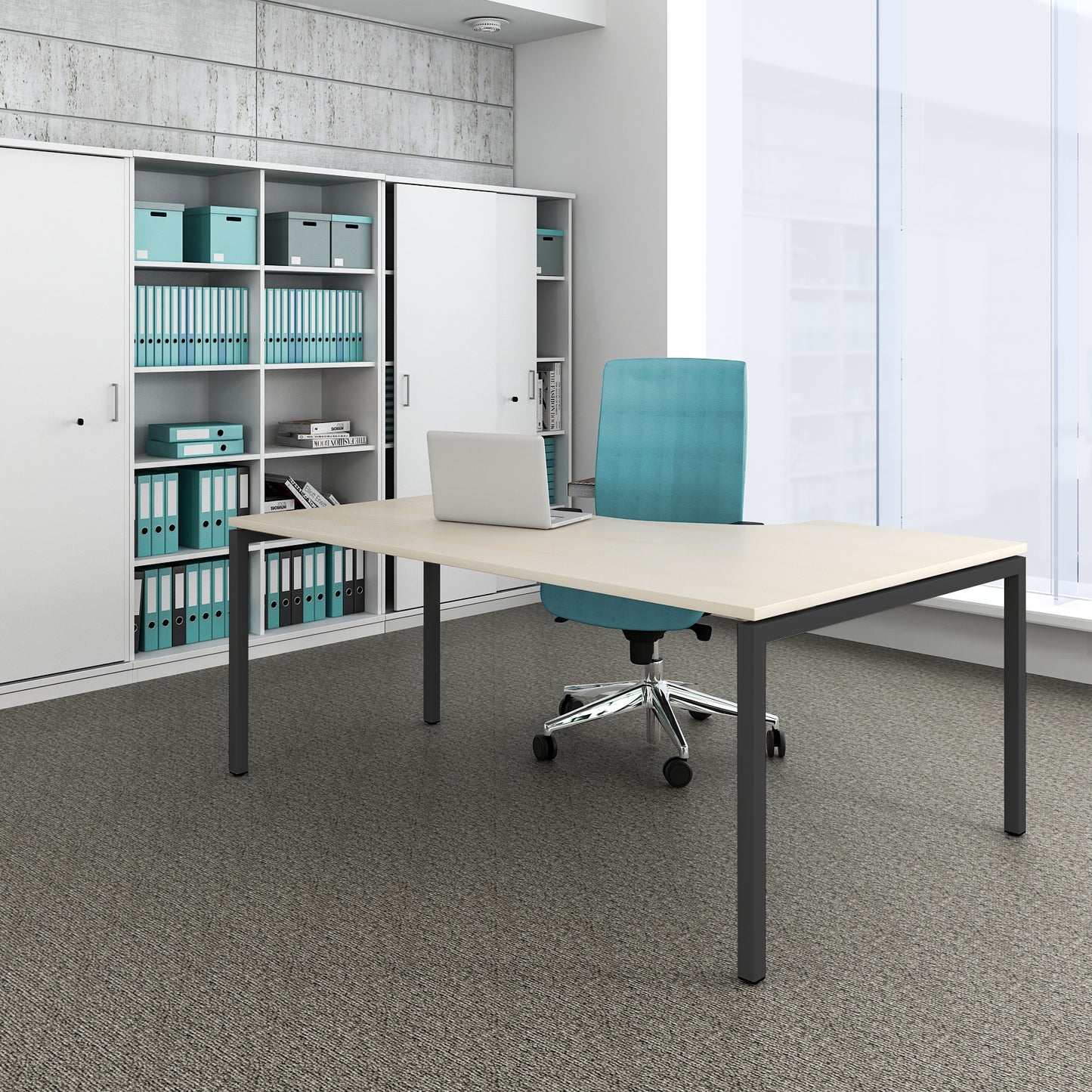 NOVA Angle Desk | Angle à gauche, 1800 x 1200 mm, érable