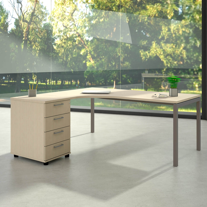 NOVA Winkelkombination | Mit Standcontainer, Winkel links, 1800 x 1630 mm, Ahorn