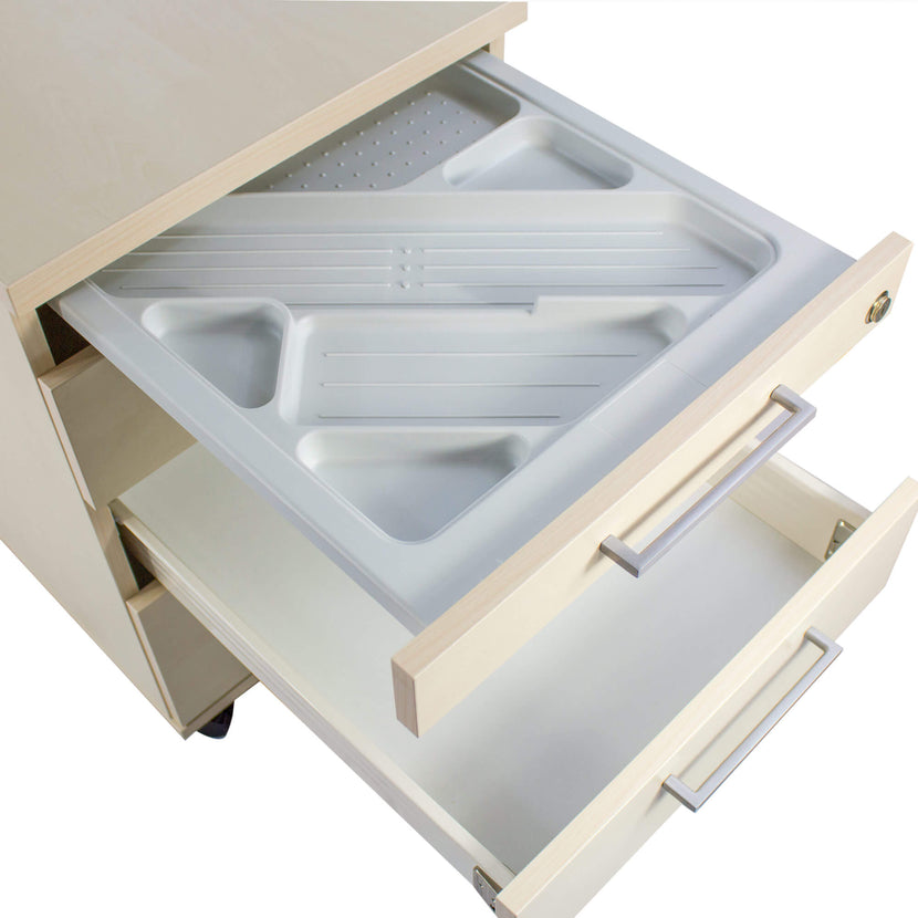 NOVA Winkelkombination | Mit Rollcontainer, Winkel links, 1800 x 2000 mm, Ahorn