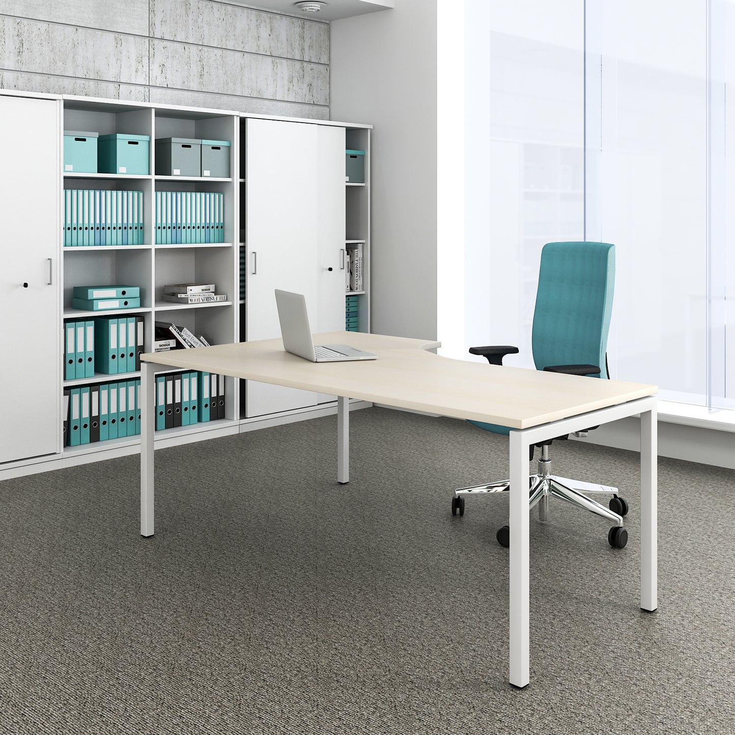 NOVA Angle Desk | Angle à droite, 1800 x 1200 mm, érable