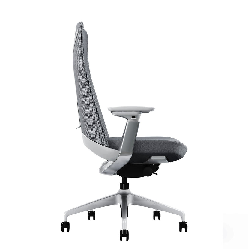 YUCAN office swivel chair | 4D armrests, synchronous mechanism, silver grey