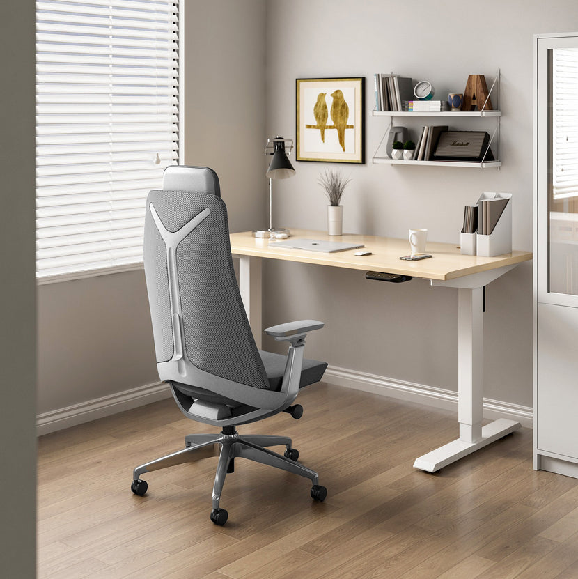 YUCAN office swivel chair | 4D armrests, synchronous mechanism, silver grey