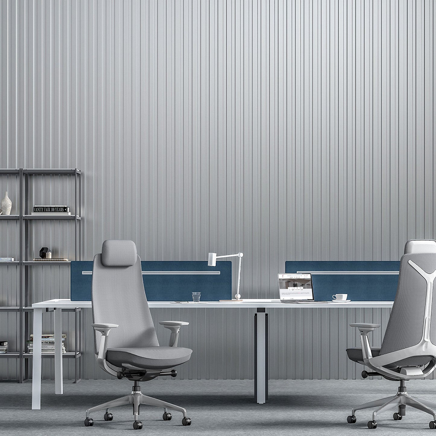 YUCAN Chaise oscillante de bureau | Accoudoirs 4d, mécanique synchrone, gris argenté