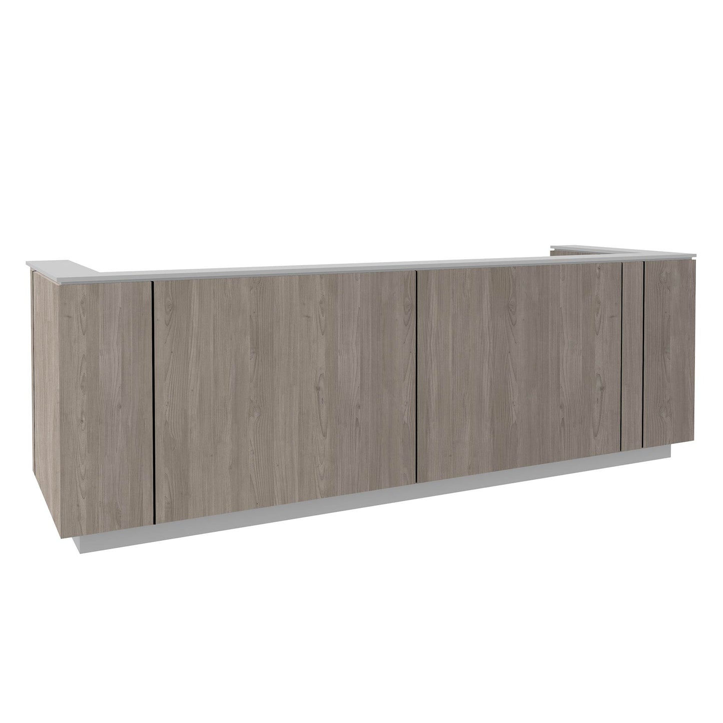 ICE reception desk | 3214 x 1022 mm, gray northern oak