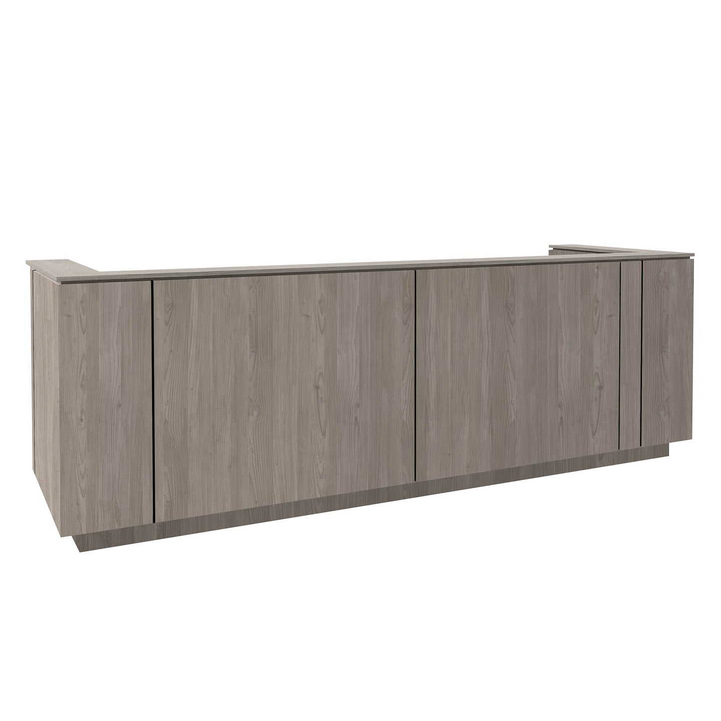 ICE reception desk | 3214 x 1022 mm, gray northern oak