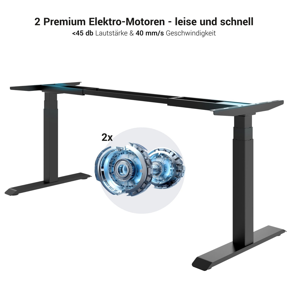LORNA 2-Motoren-Schreibtisch | 1200 - 1800 mm, elektrisch höhenverstellbar, Weiß