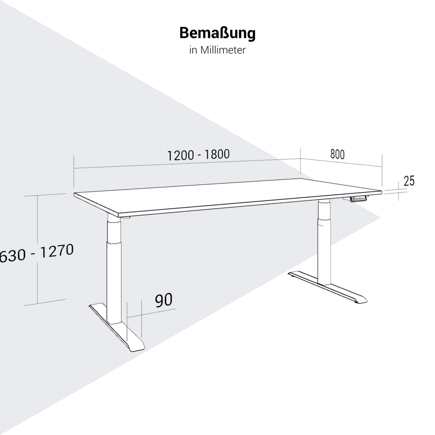 TELDRA 2.0, 2-motor desk | 1200 - 1800 mm, electrically height adjustable, pearl grey