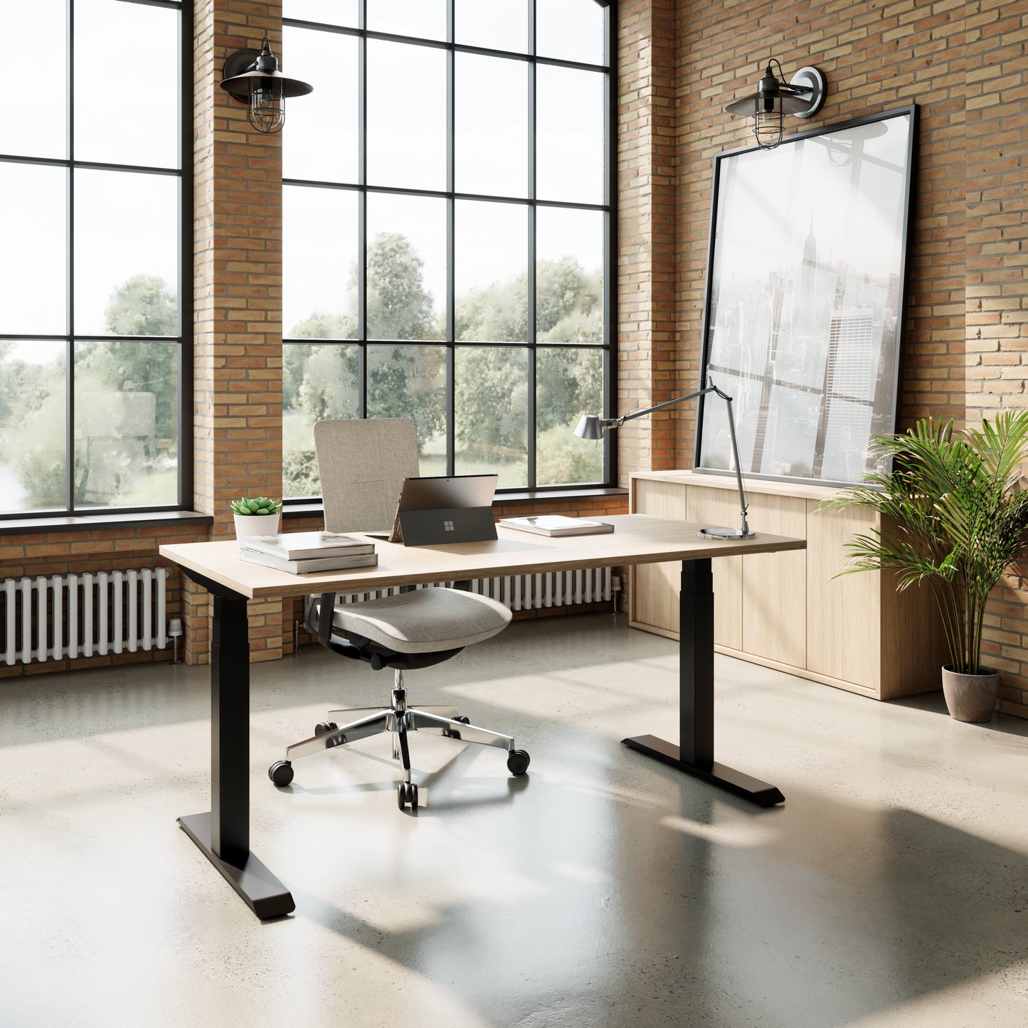 TELDRA 2.0, 2-motor desk | 1200 - 2000 mm, electrically height adjustable, amber oak