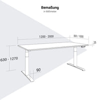 TELDRA 2.0, 2-motor desk | 1200 - 2000 mm, electrically height adjustable, amber oak