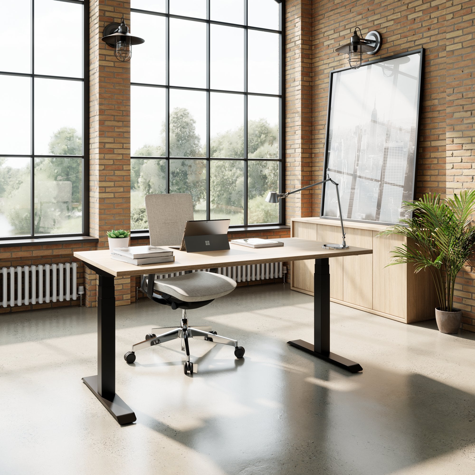 TELDRA Pro, Bureau à 2 moteurs | 1200 - 2000 mm, réglable à hauteur électrique, chêne ambre