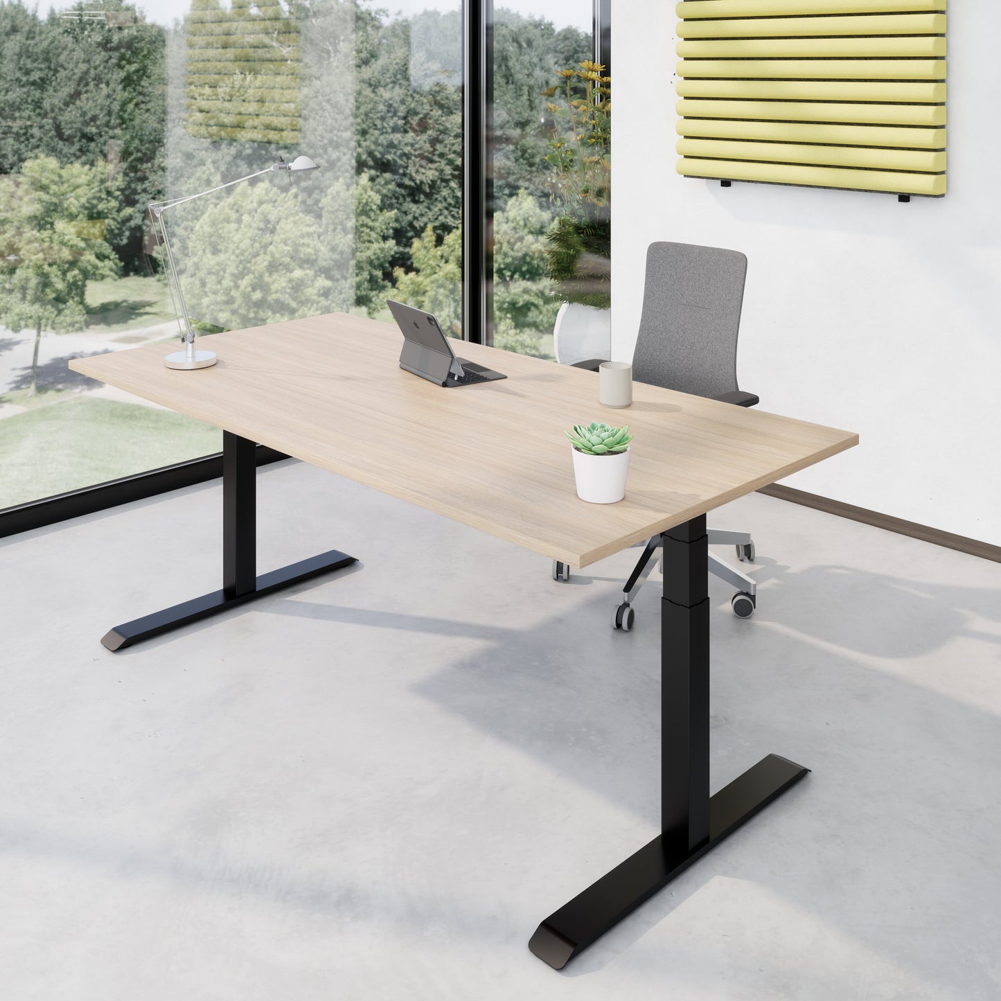 TELDRA 2.0, 2-motor desk | 1200 - 2000 mm, electrically height adjustable, amber oak