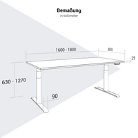 TELDRA 2.0, 2-Motoren-Schreibtisch | 1600 - 1800 mm, elektrisch höhenverstellbar, Anthrazit