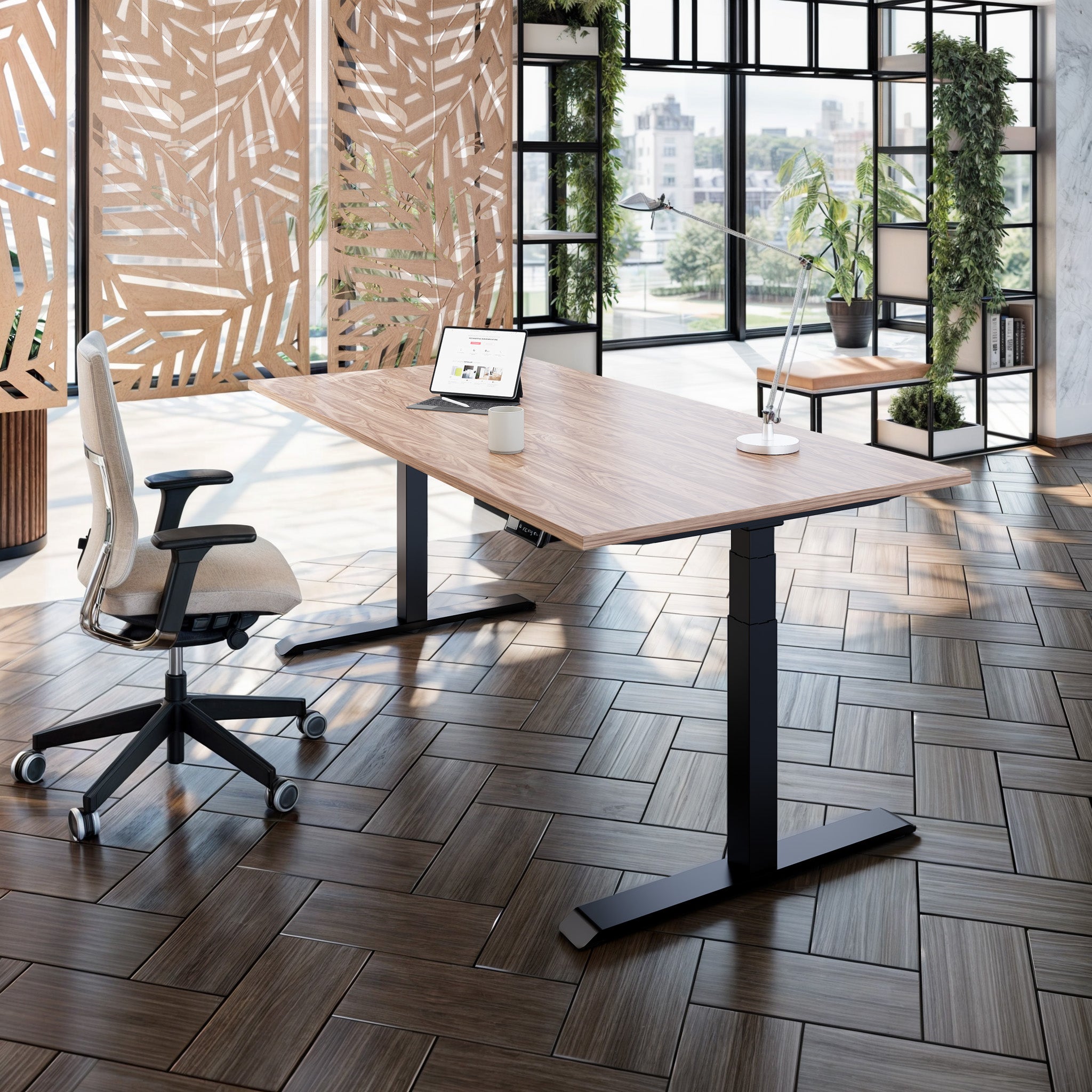 TELDRA Pro, Desk a 2 motori | 1600 - 2000 mm, regolabile in altezza elettricamente, vera fila di legno in legno