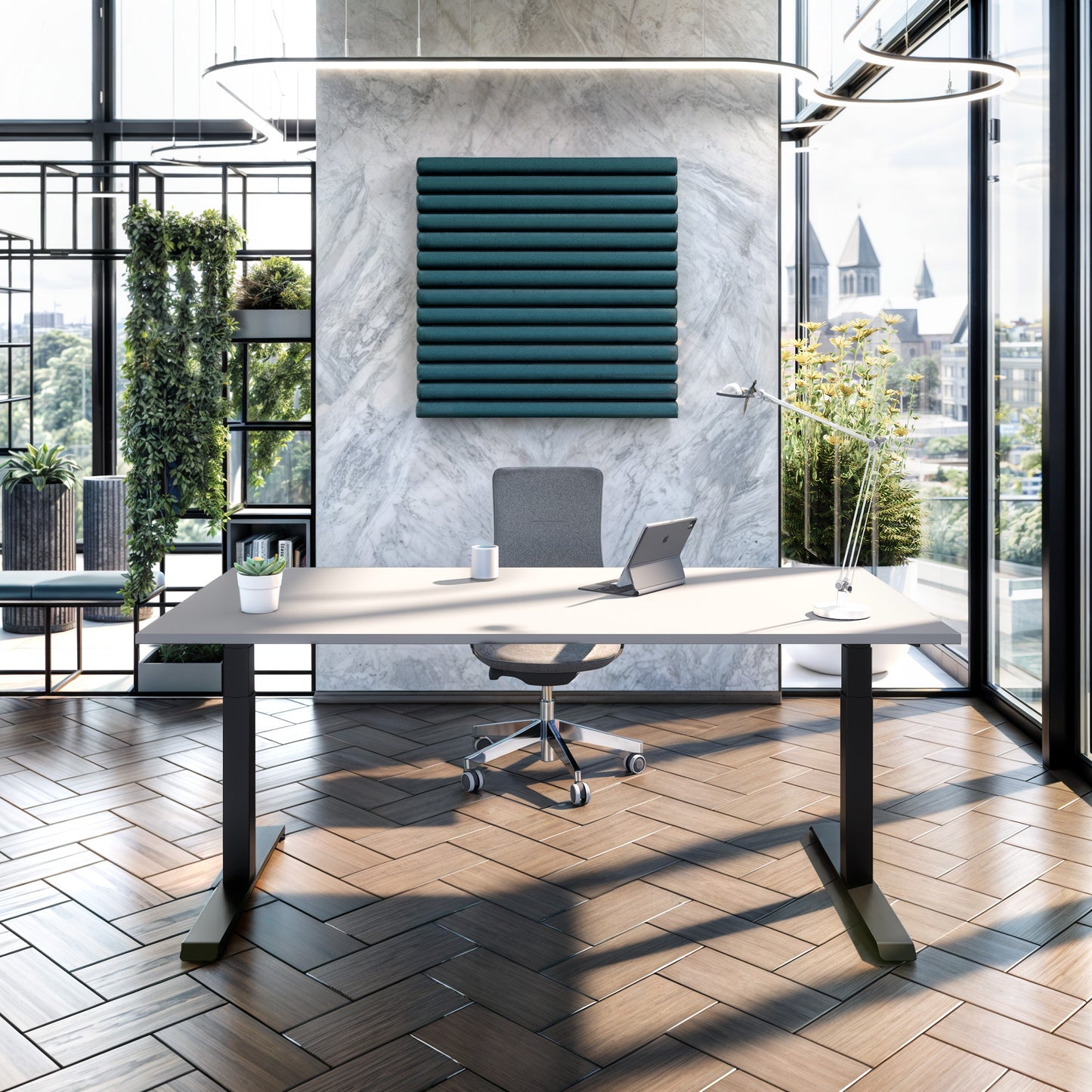 TELDRA Pro, Desk a 2 motori | 1600 - 2000 mm, regolabile altezza elettricamente, pioble linoleum