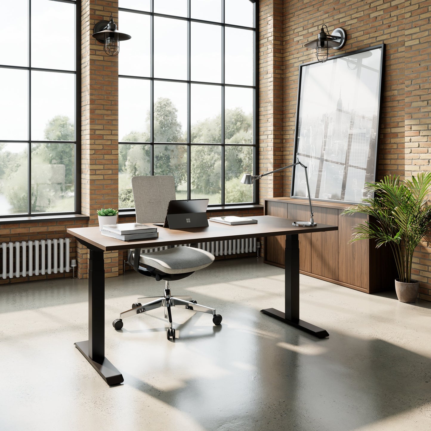 TELDRA Pro, Desk a 2 motori | 1600 - 1800 mm, regolabile elettricamente altezza, noce