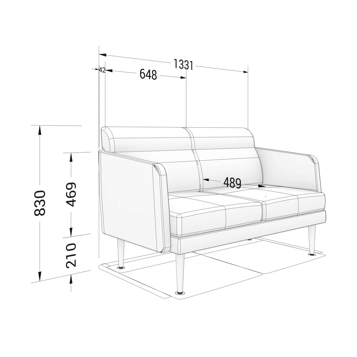 ARCIPELAGO Sofa | 2-Sitzer, Bezugsstoffe BERTA / SYNERGY - 5 Lightbox Main Image