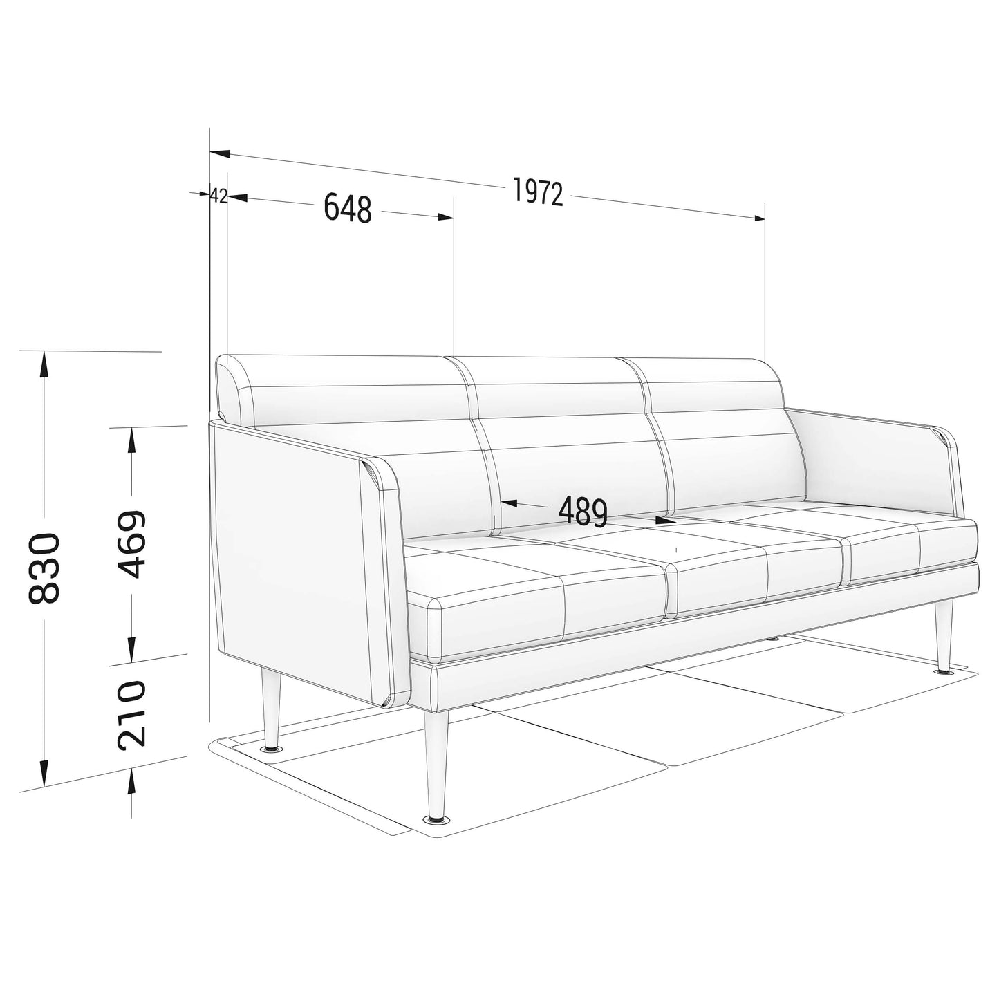 ARCIPELAGO Sofa | 3-Sitzer, Bezugsstoffe BERTA / SYNERGY