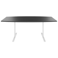 T-EASY conference table | boat shape, 1800 - 2400 mm (6 - 10 people), cable flap optional, anthracite