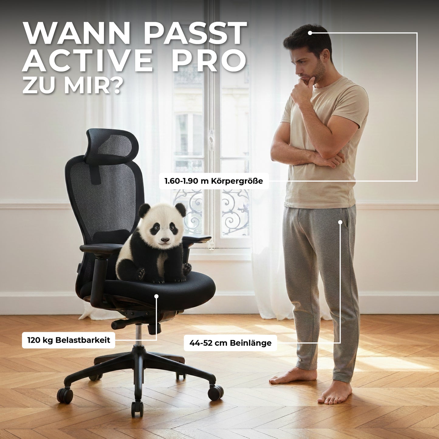 ACTIVE PRO Bürodrehstuhl | Synchronmechanik, 4D-Armlehnen, Blau