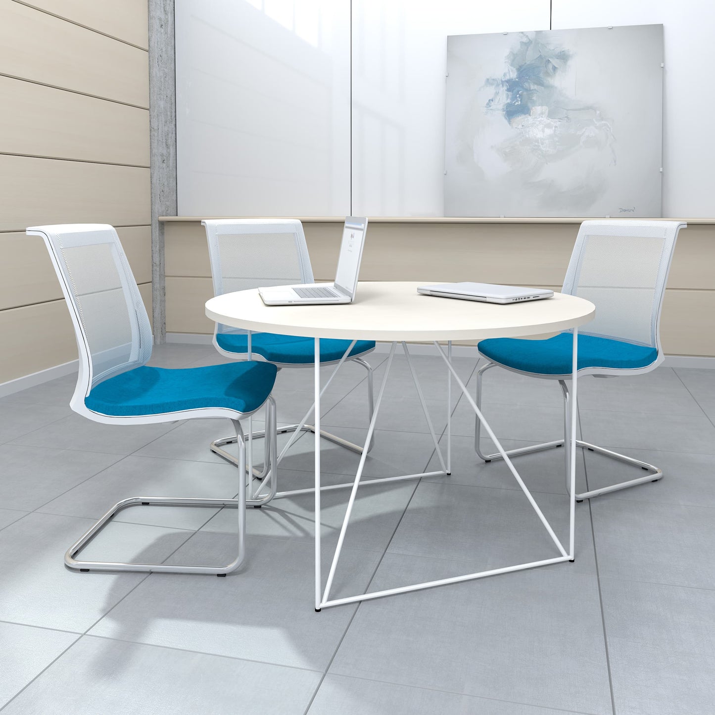 Table de réunion AIR | Rond, Ø 1200 mm (4 personnes), gris perle