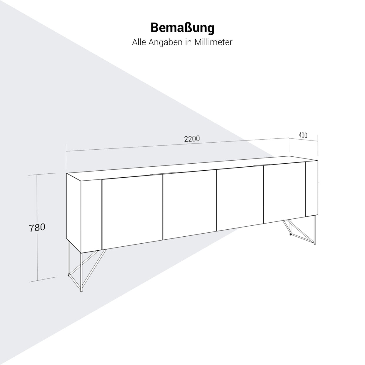 AIR EXECUTIVE Sideboard | 2200 x 780 mm, Echtholzfurnier