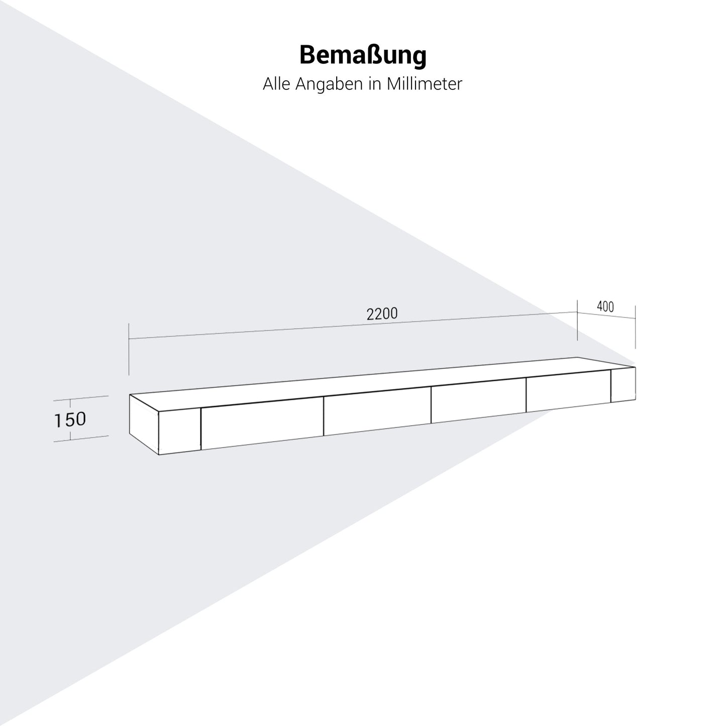 AIR EXECUTIVE Wandregal | 2200 x 150 mm, Echtholzfurnier