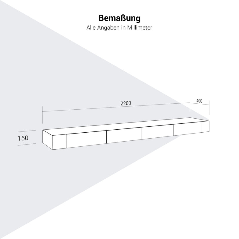 AIR EXECUTIVE Wandregal | 2200 x 150 mm, Echtholzfurnier - 13 Main Image
