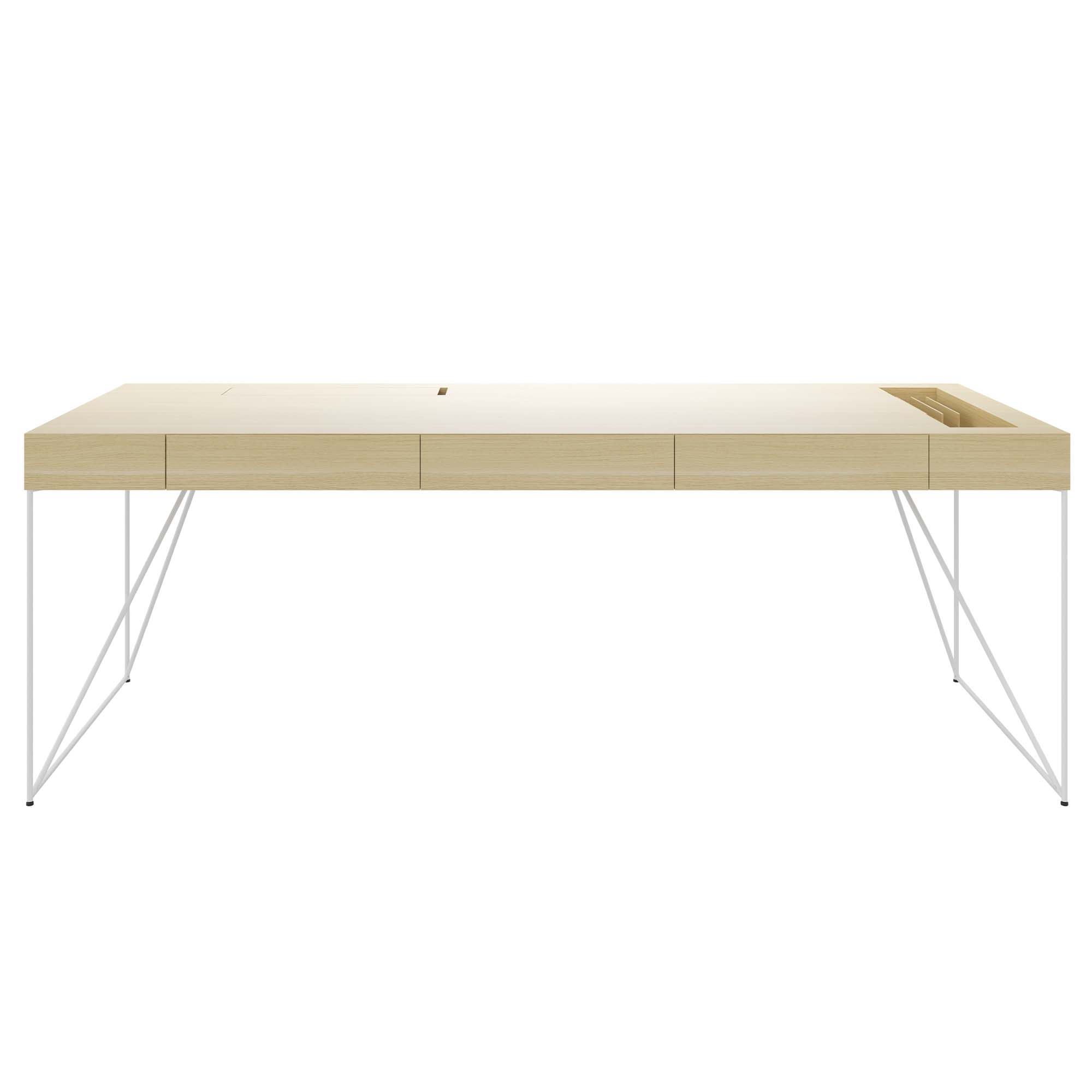 AIR executive desk | 2200 x 800 mm, integrated drawers, ash veneer