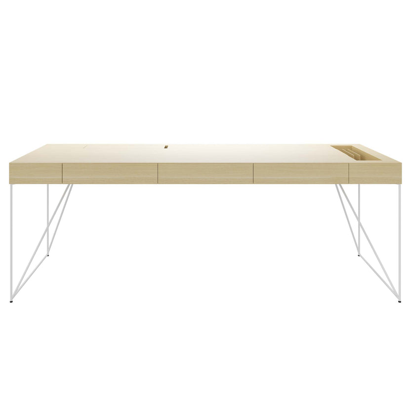 AIR executive desk | 2200 x 800 mm, integrated drawers, ash veneer