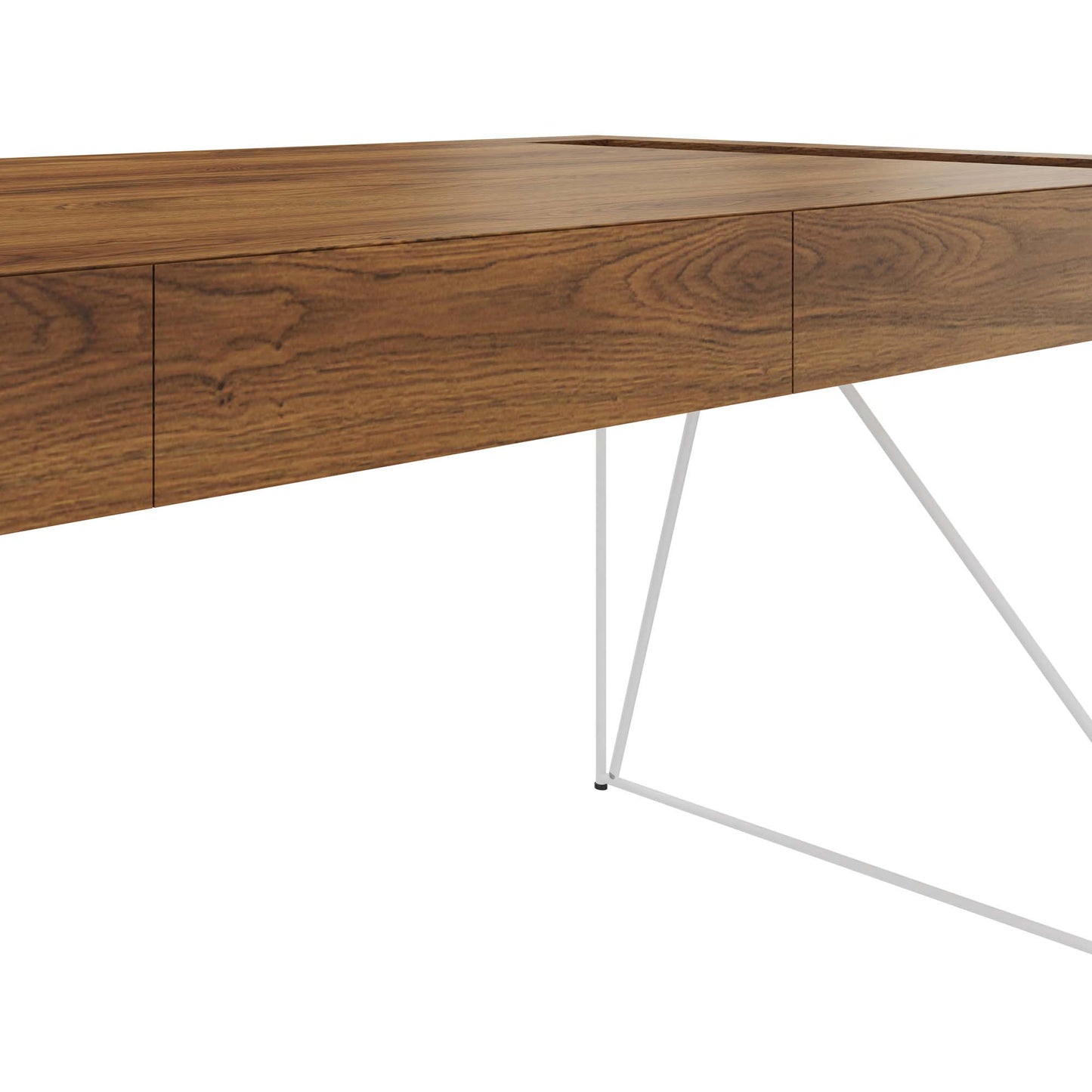 AIR executive desk | 2200 x 800 mm, integrated drawers, walnut veneer