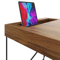 AIR executive desk | 2200 x 800 mm, integrated drawers, walnut veneer