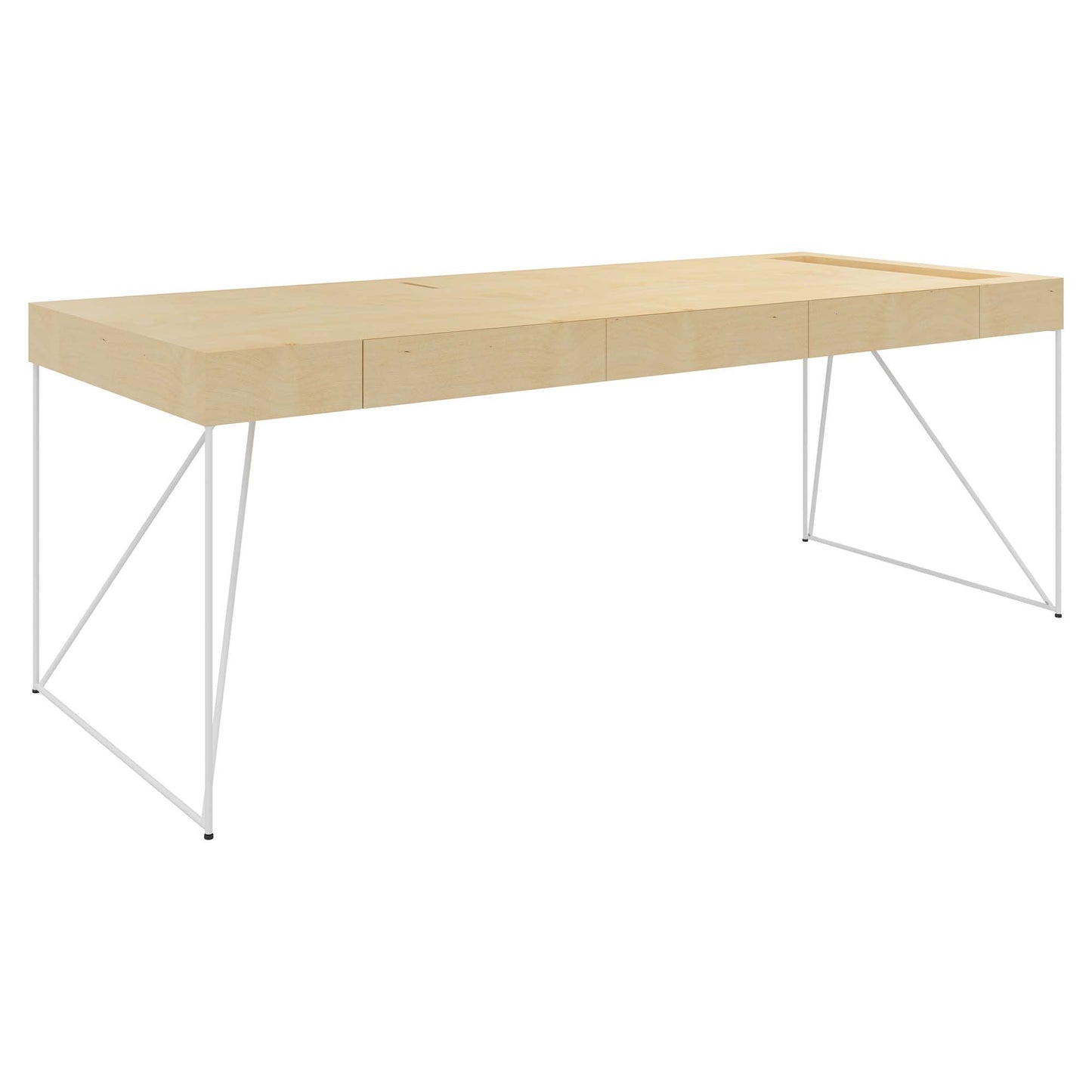 Bureau exécutif AIR | 2200 x 800 mm, tiroirs intégrés, placage érable