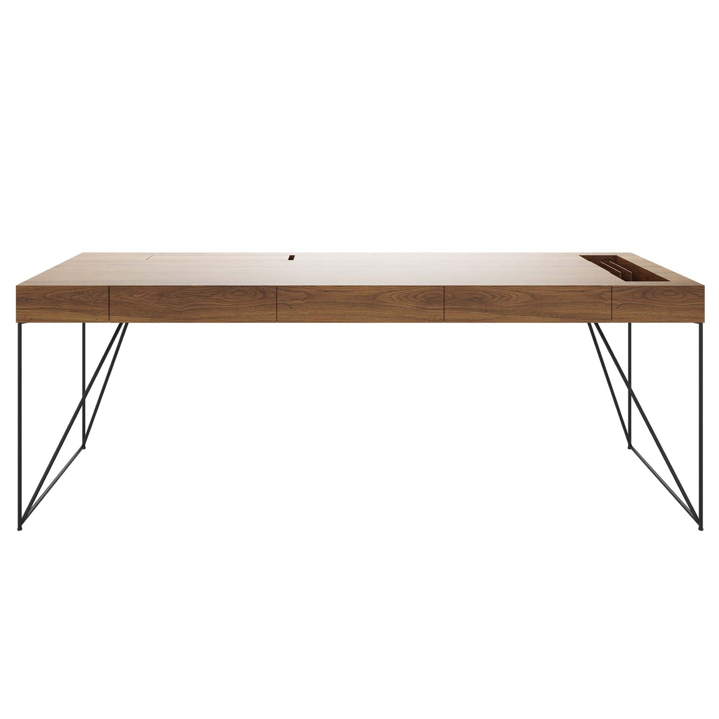 AIR Chefschreibtisch | 2200 x 800 mm, integrierte Schubladen, Nussbaum Furnier