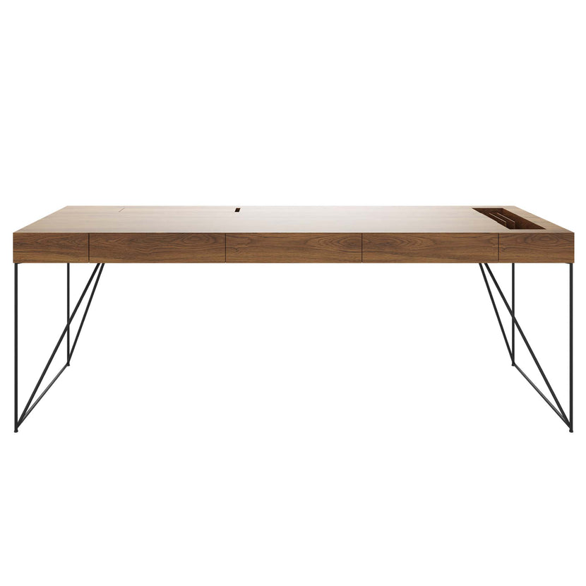 AIR Chefschreibtisch | 2200 x 800 mm, integrierte Schubladen, Nussbaum Furnier