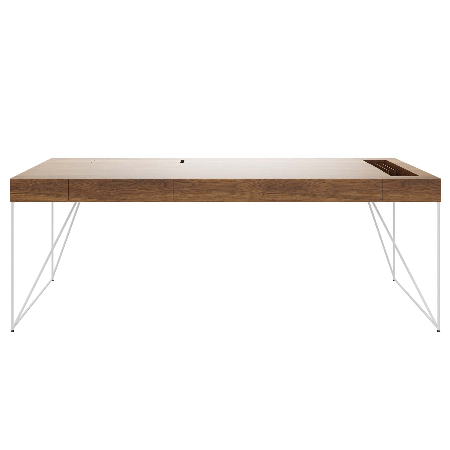 AIR executive desk | 2200 x 800 mm, integrated drawers, walnut veneer