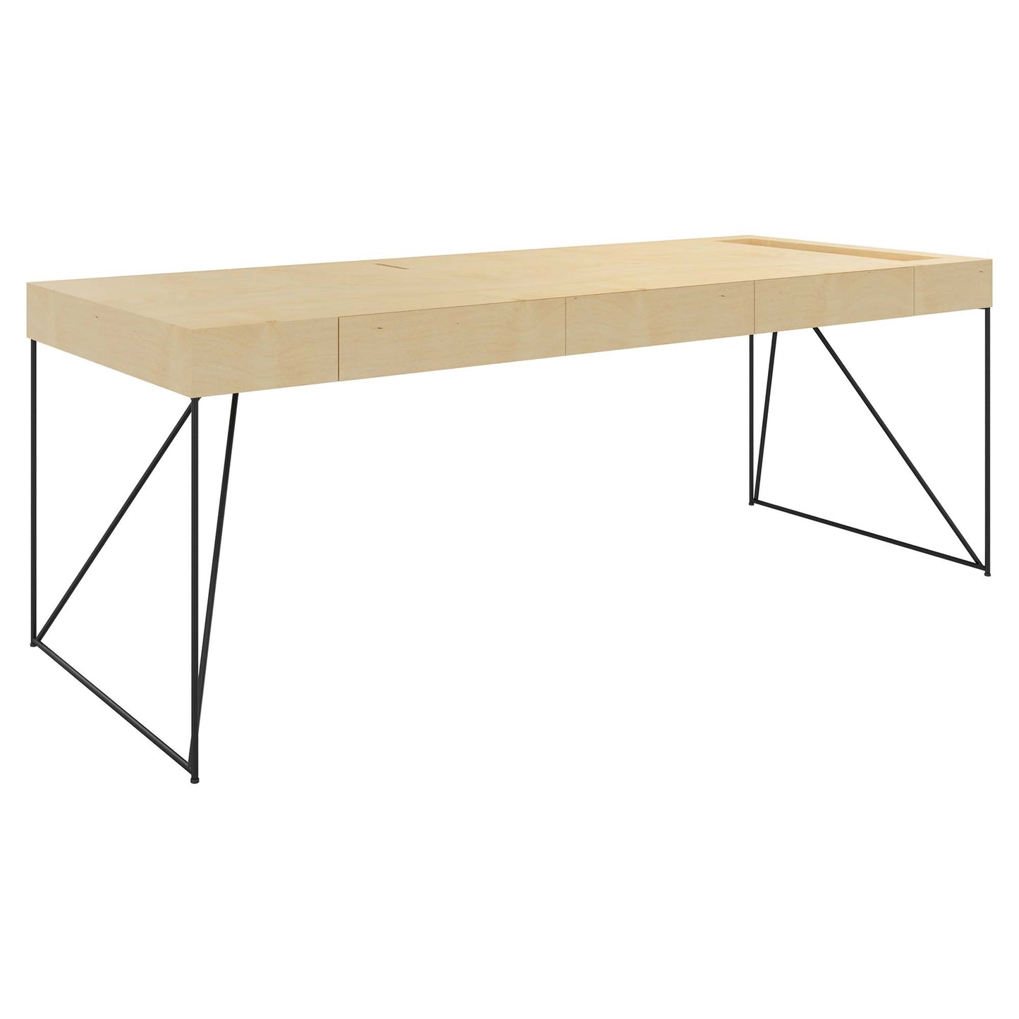 Bureau exécutif AIR | 2200 x 800 mm, tiroirs intégrés, placage érable