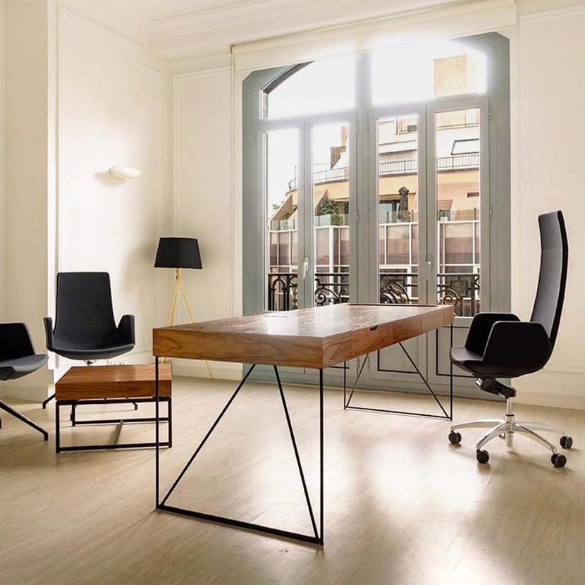 AIR executive desk | 2200 x 800 mm, integrated drawers, ash veneer