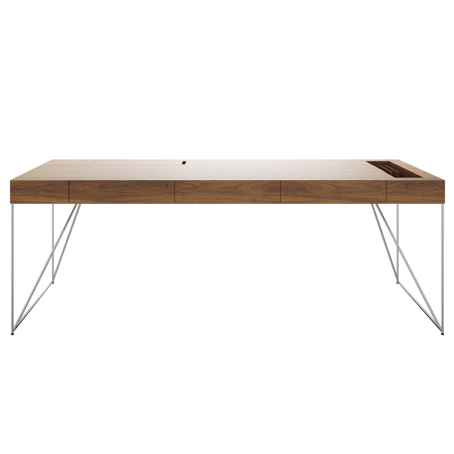 AIR Chefschreibtisch | 2200 x 800 mm, integrierte Schubladen, Nussbaum Furnier